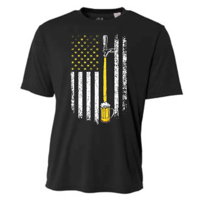 Patriotic US Flag American Brewery Craft Beer Funny Cooling Performance Crew T-Shirt