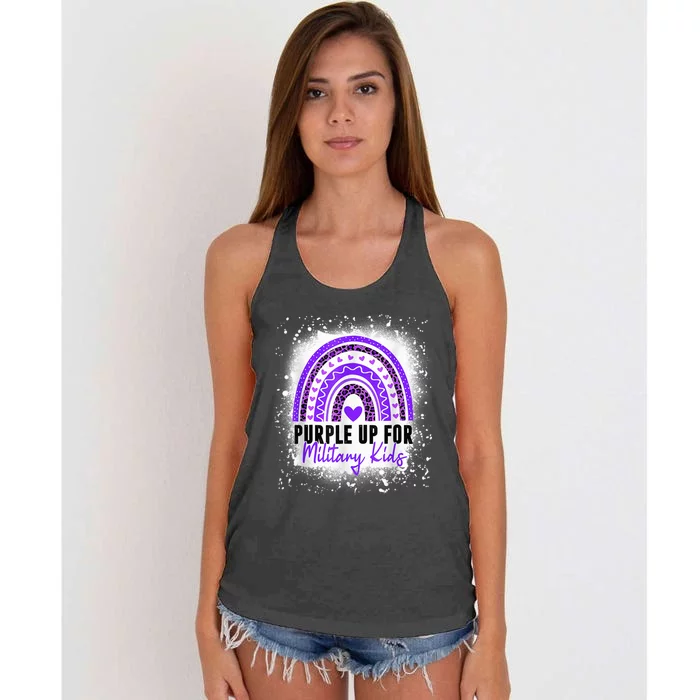 Purple Up For Military Kid Month Of The Military Child Women's Knotted Racerback Tank