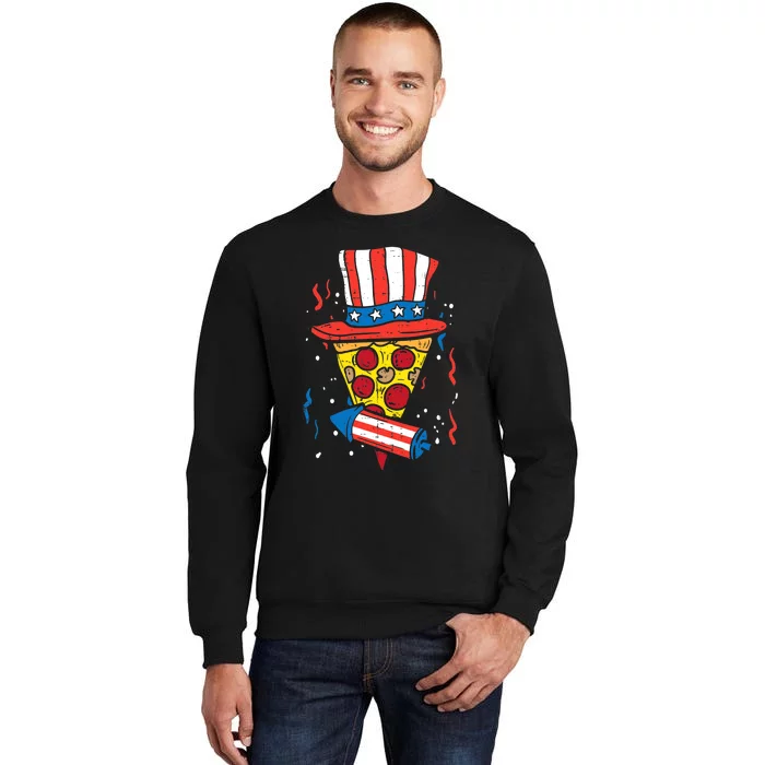 Pizza US Flag Hat Firecracker 4th Of July Food Patriotic Sweatshirt