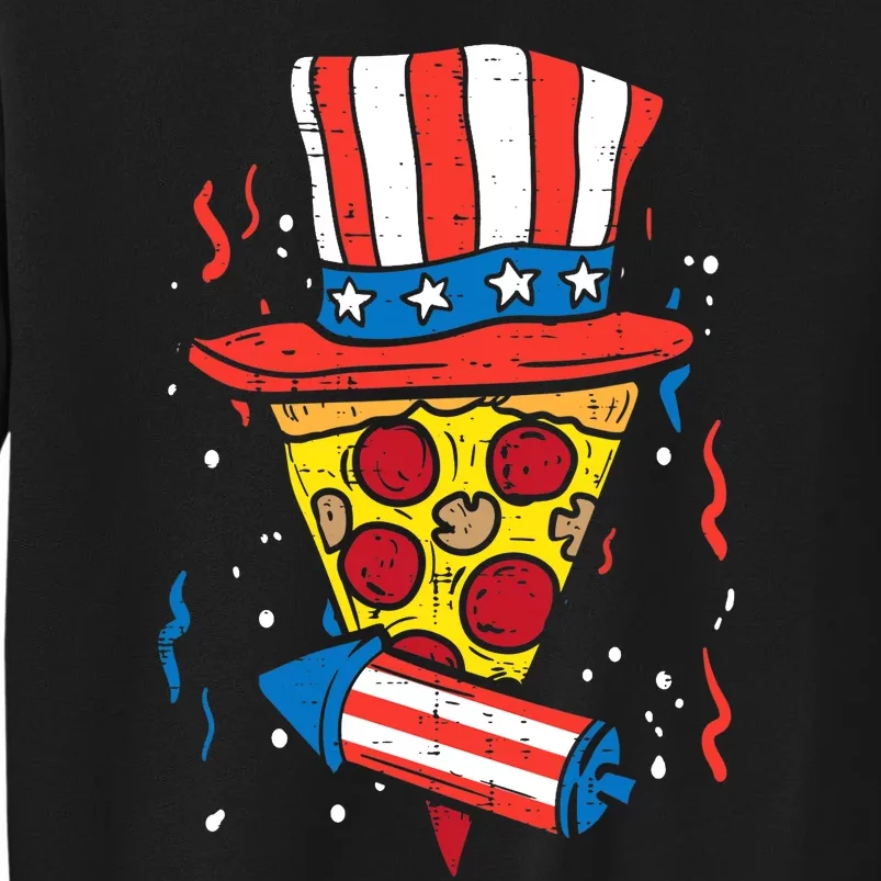 Pizza US Flag Hat Firecracker 4th Of July Food Patriotic Sweatshirt