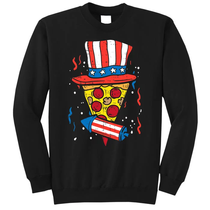 Pizza US Flag Hat Firecracker 4th Of July Food Patriotic Sweatshirt