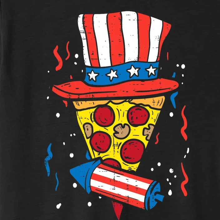 Pizza US Flag Hat Firecracker 4th Of July Food Patriotic ChromaSoft Performance T-Shirt