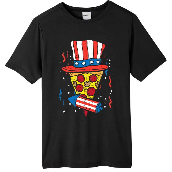 Pizza US Flag Hat Firecracker 4th Of July Food Patriotic ChromaSoft Performance T-Shirt