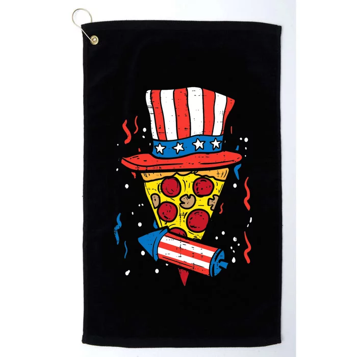 Pizza US Flag Hat Firecracker 4th Of July Food Patriotic Platinum Collection Golf Towel