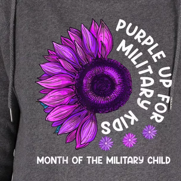 Purple Up For Military Kid Sunflower For Military Child Womens Funnel Neck Pullover Hood