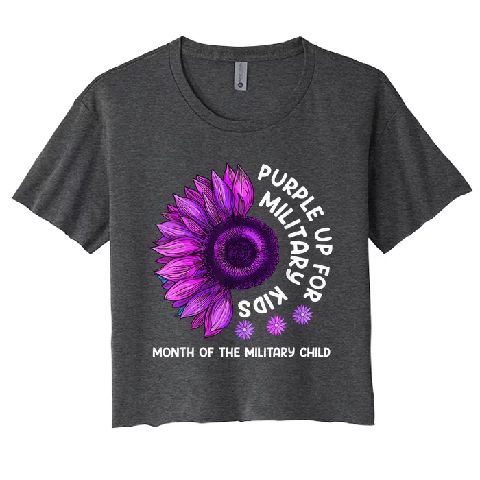 Purple Up For Military Kid Sunflower For Military Child Women's Crop Top Tee