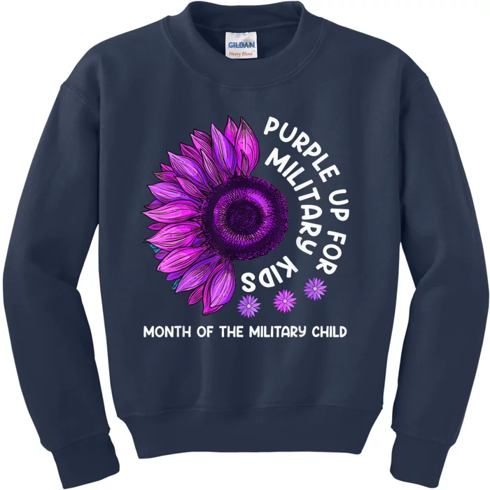 Purple Up For Military Kid Sunflower For Military Child Kids Sweatshirt