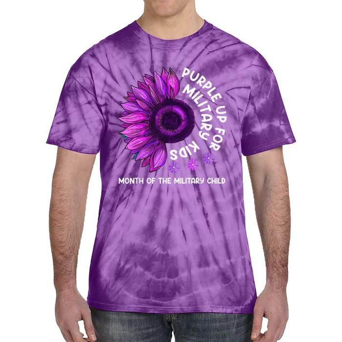 Purple Up For Military Kid Sunflower For Military Child Tie-Dye T-Shirt