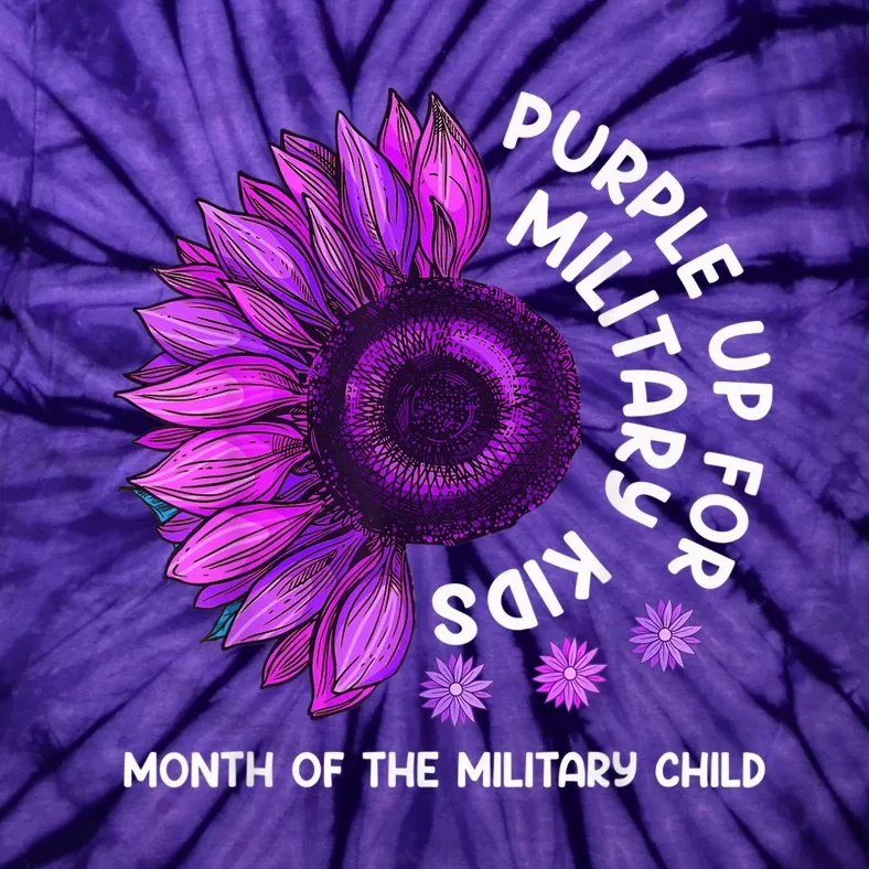 Purple Up For Military Kid Sunflower For Military Child Tie-Dye T-Shirt