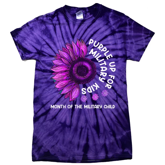 Purple Up For Military Kid Sunflower For Military Child Tie-Dye T-Shirt