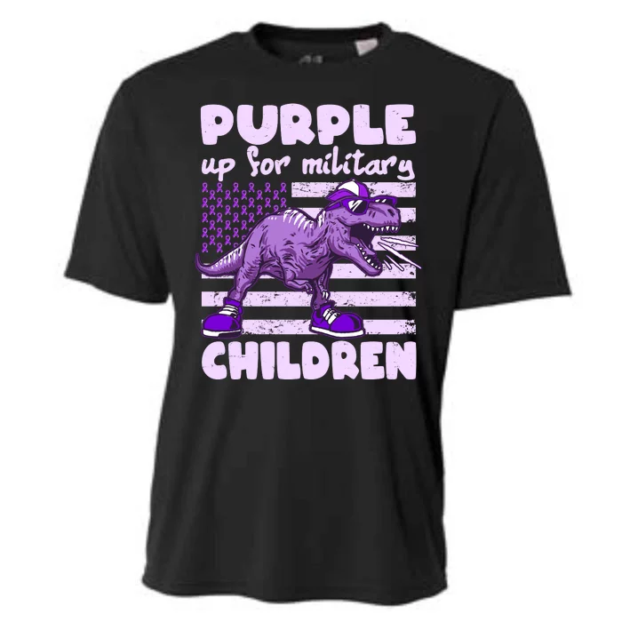 Purple Up For Military Children TRex Dinosaur Cooling Performance Crew T-Shirt