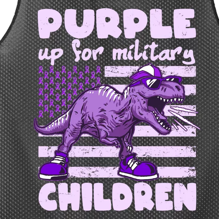 Purple Up For Military Children TRex Dinosaur Mesh Reversible Basketball Jersey Tank