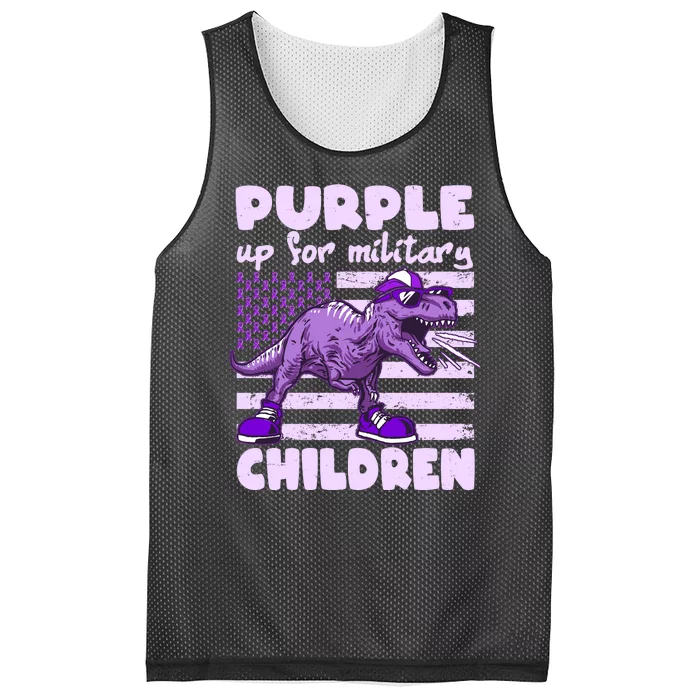 Purple Up For Military Children TRex Dinosaur Mesh Reversible Basketball Jersey Tank