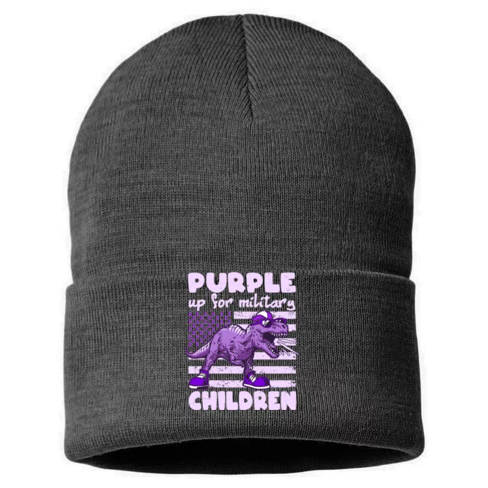 Purple Up For Military Children TRex Dinosaur Sustainable Knit Beanie