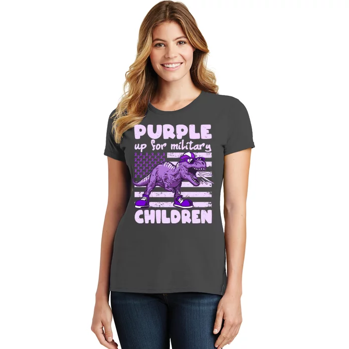 Purple Up For Military Children TRex Dinosaur Women's T-Shirt