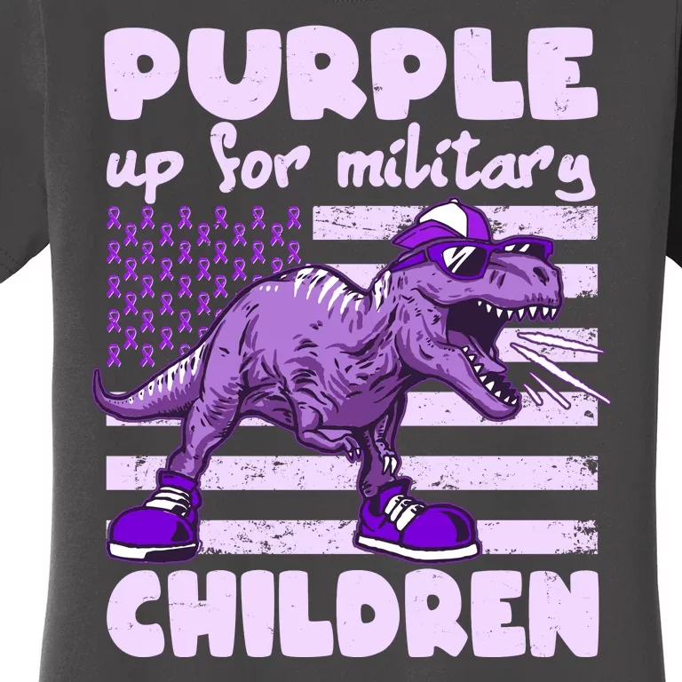 Purple Up For Military Children TRex Dinosaur Women's T-Shirt