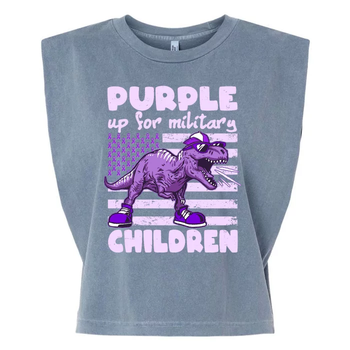 Purple Up For Military Children TRex Dinosaur Garment-Dyed Women's Muscle Tee