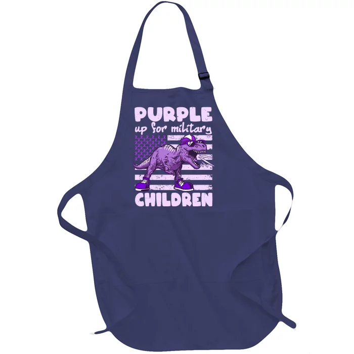 Purple Up For Military Children TRex Dinosaur Full-Length Apron With Pocket