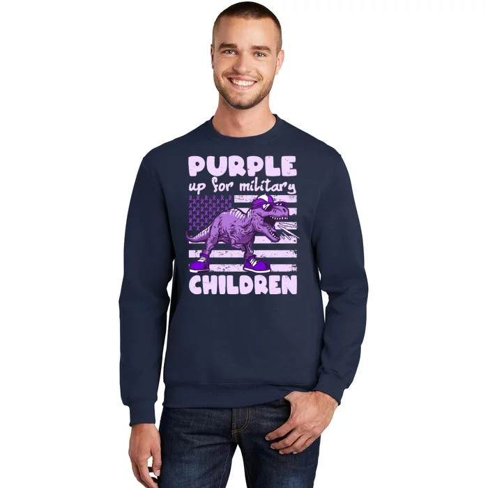 Purple Up For Military Children TRex Dinosaur Sweatshirt