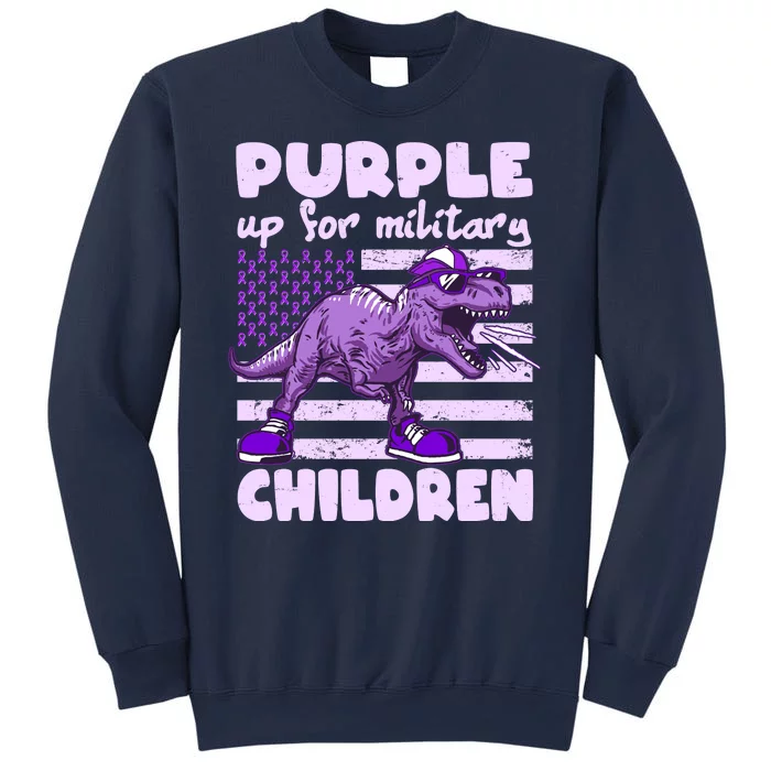 Purple Up For Military Children TRex Dinosaur Sweatshirt