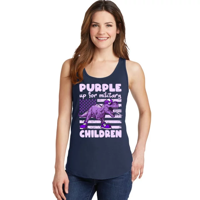 Purple Up For Military Children TRex Dinosaur Ladies Essential Tank