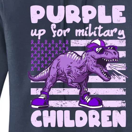 Purple Up For Military Children TRex Dinosaur Women's Pullover Hoodie