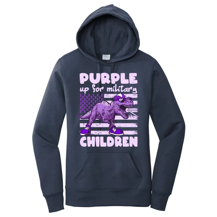 Purple Up For Military Children TRex Dinosaur Women's Pullover Hoodie