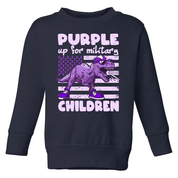 Purple Up For Military Children TRex Dinosaur Toddler Sweatshirt