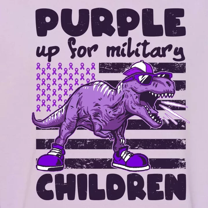 Purple Up For Military Children TRex Dinosaur Garment-Dyed Sweatshirt