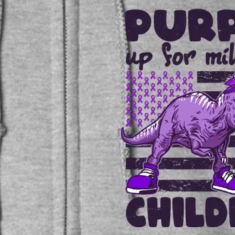 Purple Up For Military Children TRex Dinosaur Full Zip Hoodie