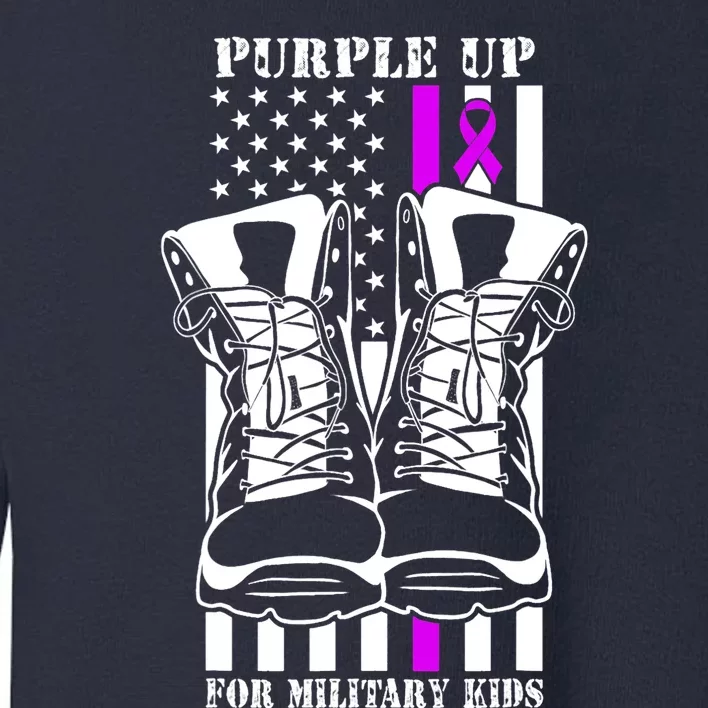 Purple Up For Military Kid_s Military Child Month USA Flag Toddler Sweatshirt