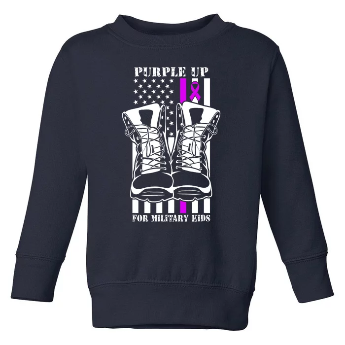 Purple Up For Military Kid_s Military Child Month USA Flag Toddler Sweatshirt