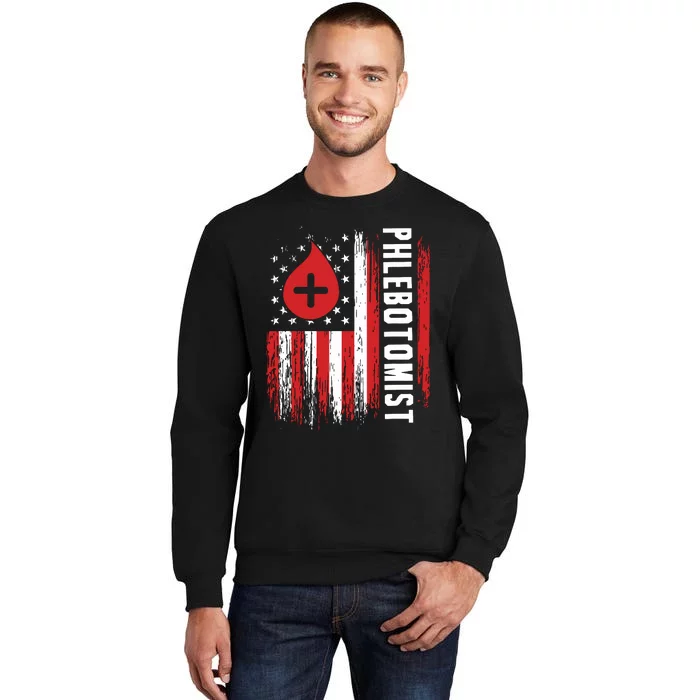 Phlebotomist US Flag Syringe Blood Veins Phlebotomy Tech Sweatshirt