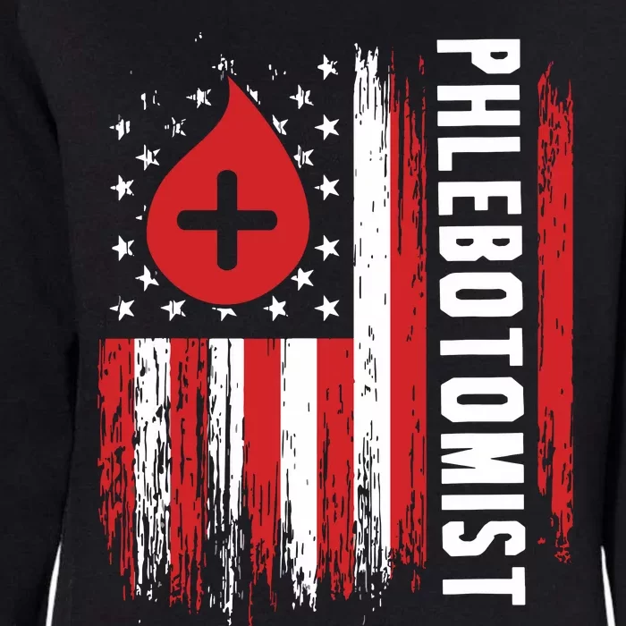 Phlebotomist US Flag Syringe Blood Veins Phlebotomy Tech Womens California Wash Sweatshirt