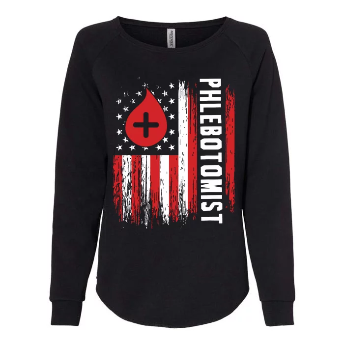 Phlebotomist US Flag Syringe Blood Veins Phlebotomy Tech Womens California Wash Sweatshirt