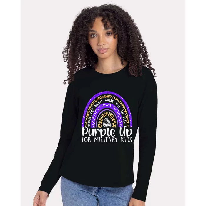 Purple Up For Military Kid Cool Month Of The Military Child Womens Cotton Relaxed Long Sleeve T-Shirt