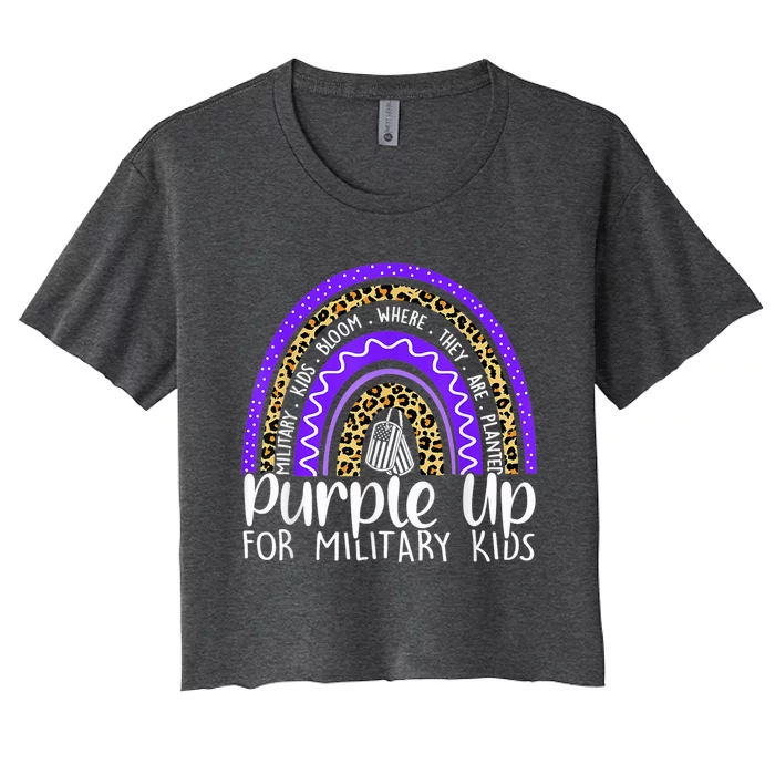 Purple Up For Military Kid Cool Month Of The Military Child Women's Crop Top Tee