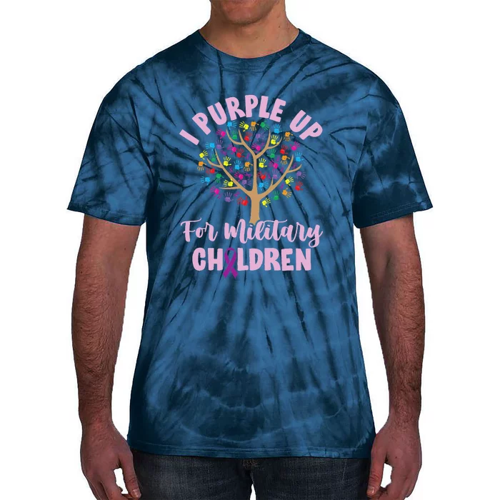 Purple Up For Military Children Tree Month Tie-Dye T-Shirt