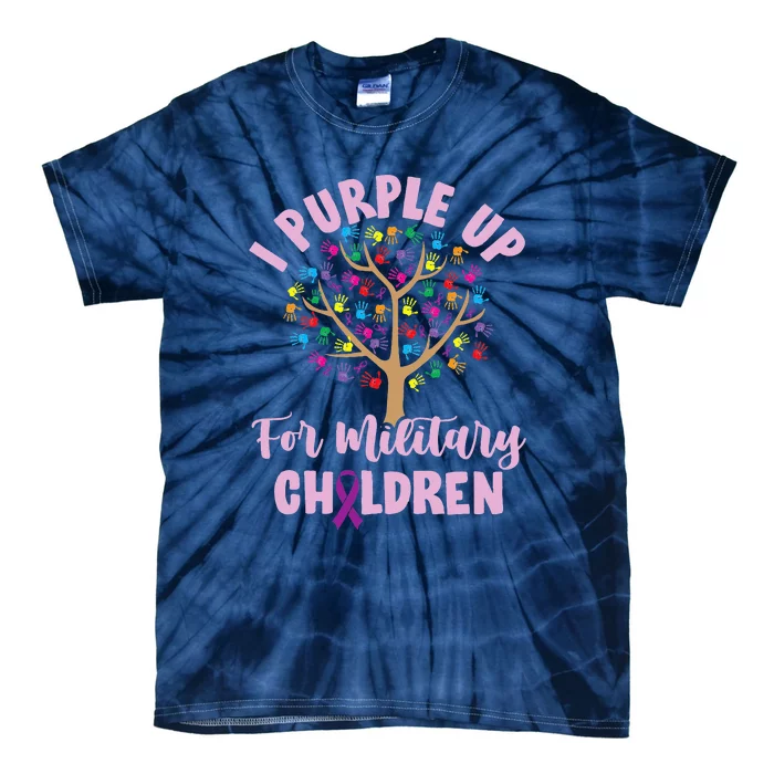 Purple Up For Military Children Tree Month Tie-Dye T-Shirt