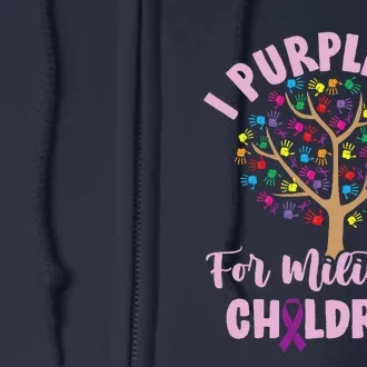 Purple Up For Military Children Tree Month Full Zip Hoodie