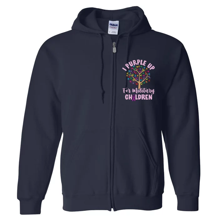 Purple Up For Military Children Tree Month Full Zip Hoodie