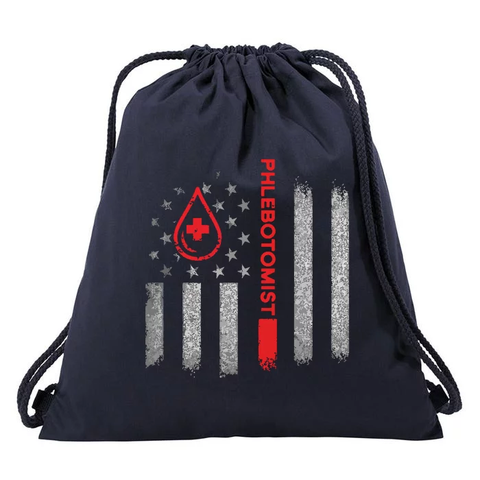 Phlebotomist US Flag Phlebotomy Technician Gifts Drawstring Bag