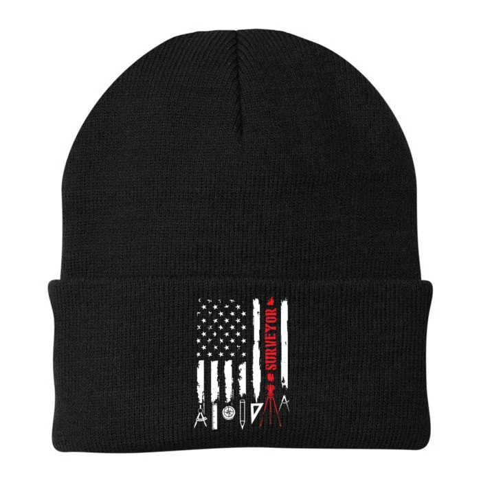 Patriotic USA Flag Land Surveyor Land Examiner Cartographer Knit Cap Winter Beanie