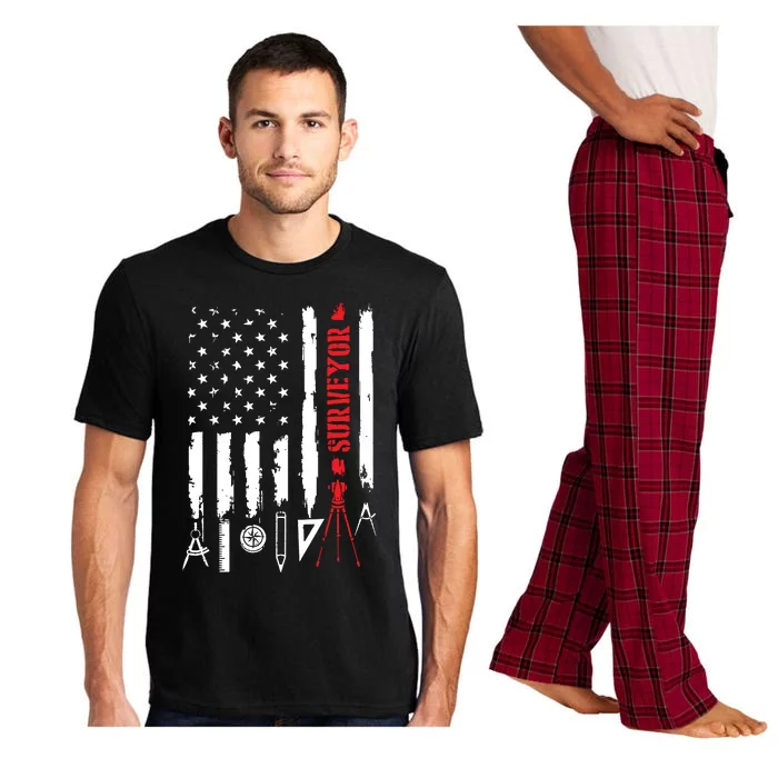 Patriotic USA Flag Land Surveyor Land Examiner Cartographer Pajama Set