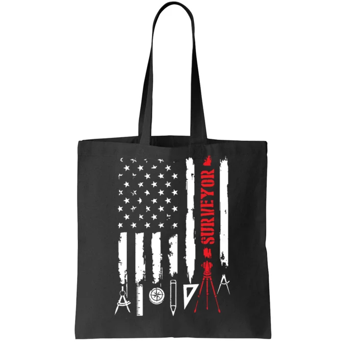 Patriotic USA Flag Land Surveyor Land Examiner Cartographer Tote Bag