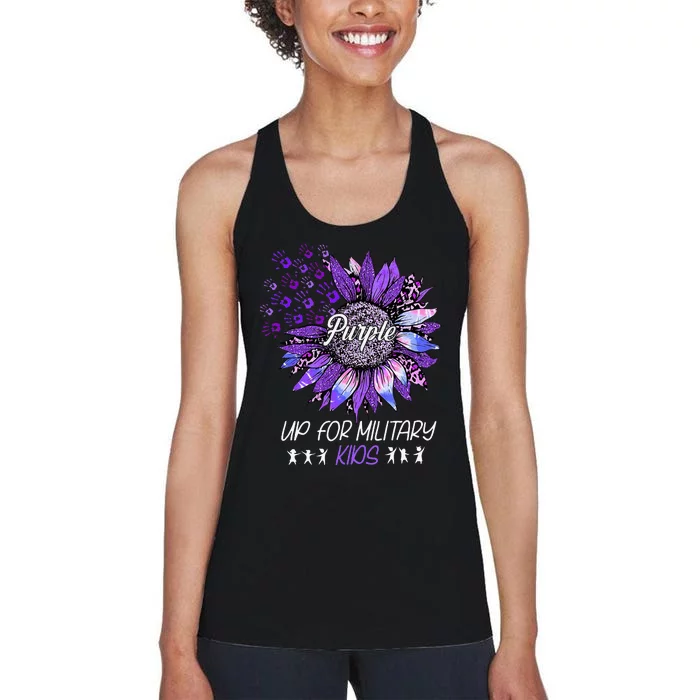 Purple Up For Military Sunflower Military Child Month Women's Racerback Tank