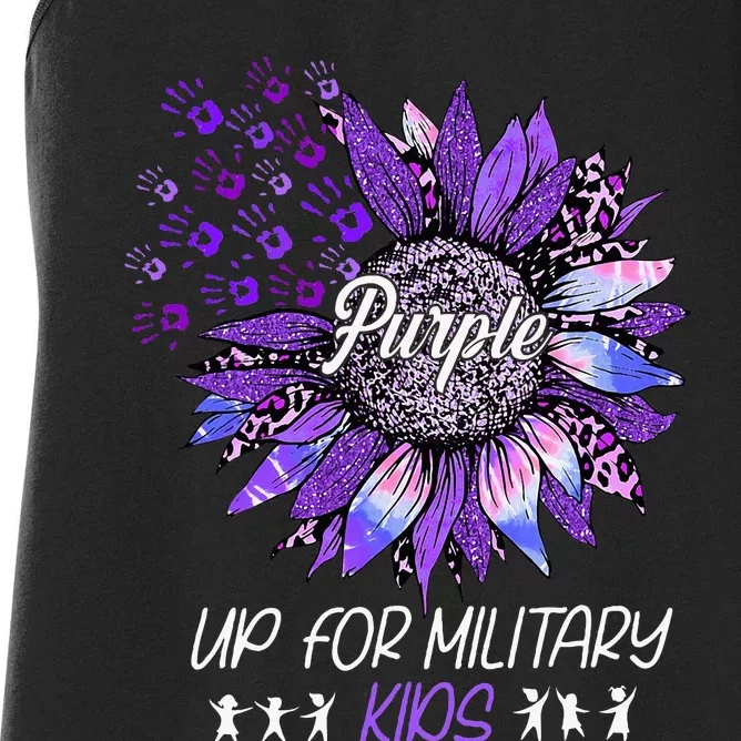 Purple Up For Military Sunflower Military Child Month Women's Racerback Tank