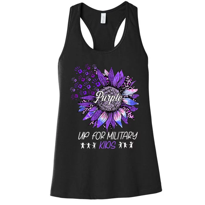 Purple Up For Military Sunflower Military Child Month Women's Racerback Tank