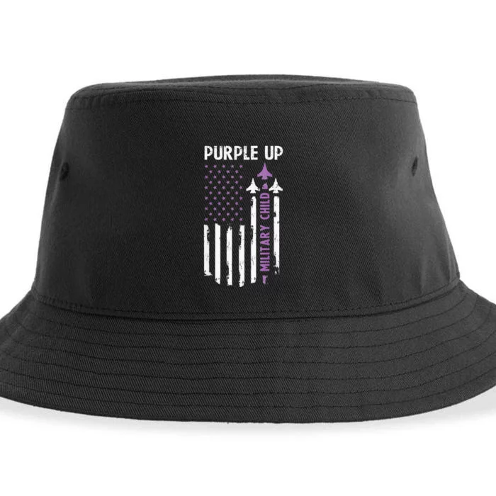 Purple Up For Military Child Air Force US Flag Military Sustainable Bucket Hat