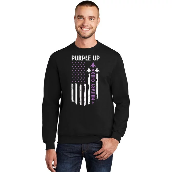 Purple Up For Military Child Air Force US Flag Military Tall Sweatshirt